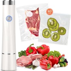 Vacuum Sealer For Food (Compact Vacuum Sealers+ 40 Reusable Vacuum Bags), Powerful Handheld Vacuum Sealer for 10X Preservation & Fresh. $75