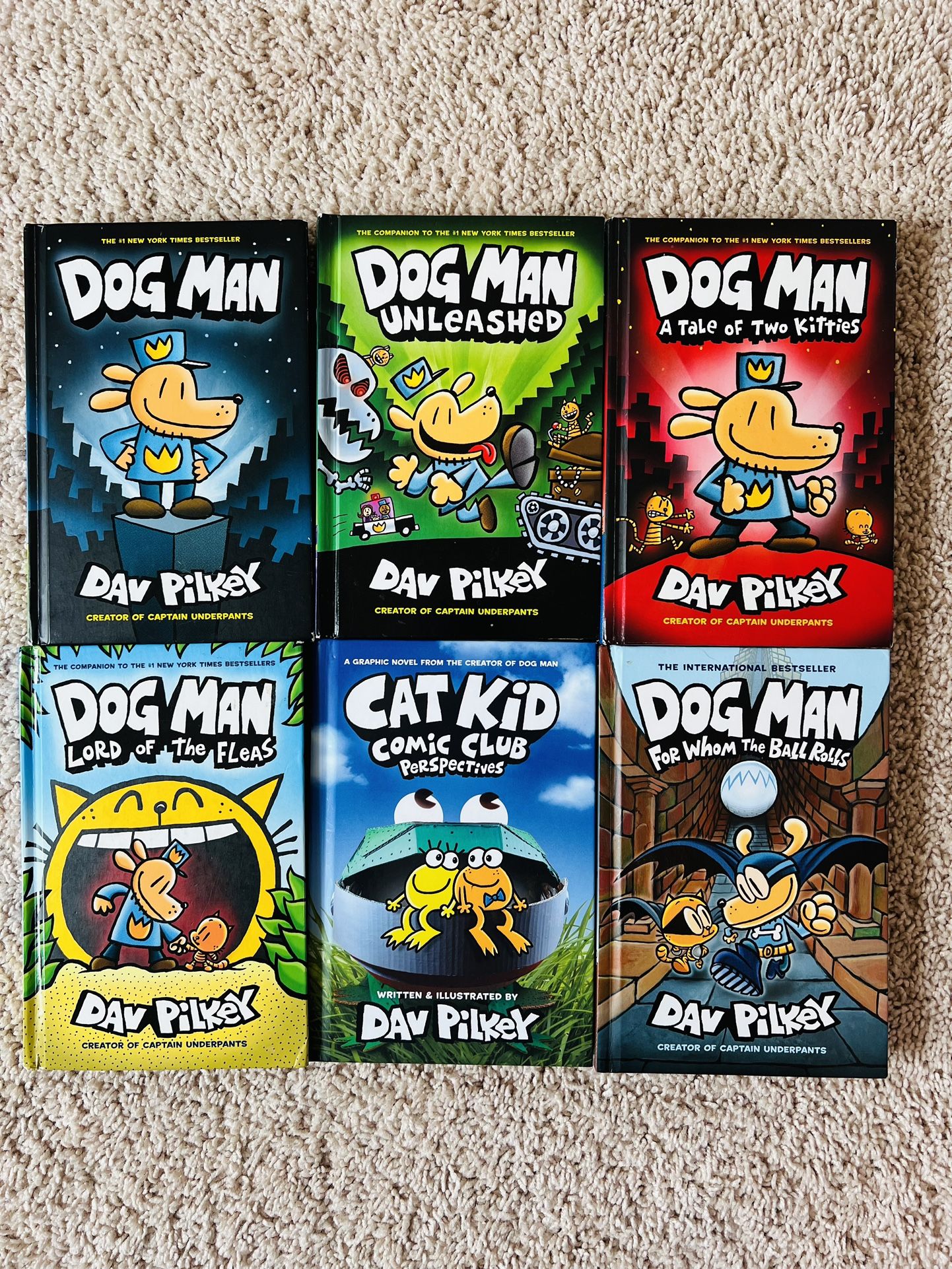 Dog Man Assorted Collection (1,2,3,5,8) & Cat kid Comic Club (book 2) 