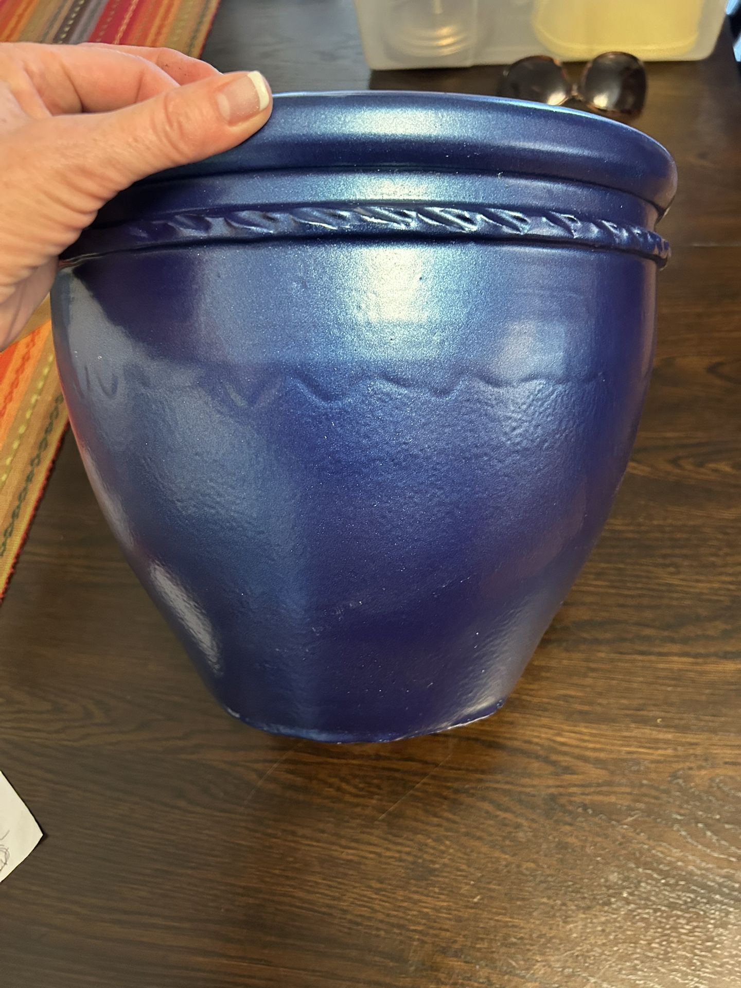 Beautiful Blue Plant Pot 12w 10h