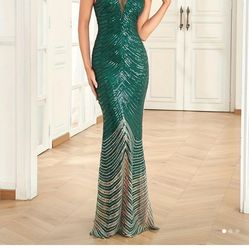 Green Sequin Formal Dress