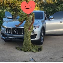 Elegant Green Beaded Gown