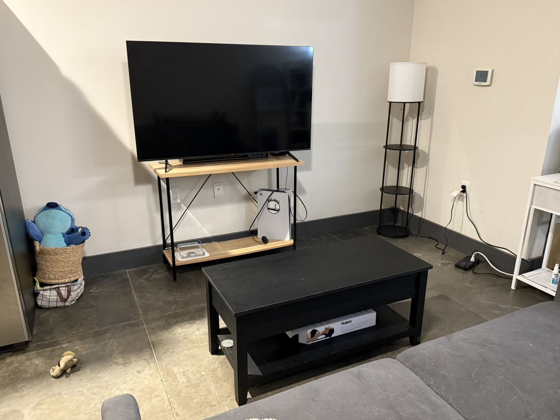Living Room Furniture (small Sofa, Coffee Table, 55 Inch 4k TV, Entertainment Console