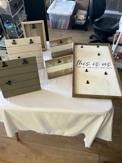 Photo Clip Boards Set Rustic Wood