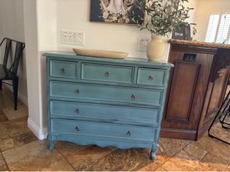 Blue entryway table