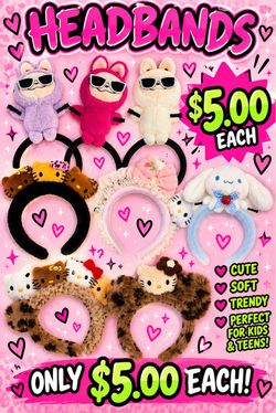 Head band, goodie bags, squishy, slippers, plus dolls