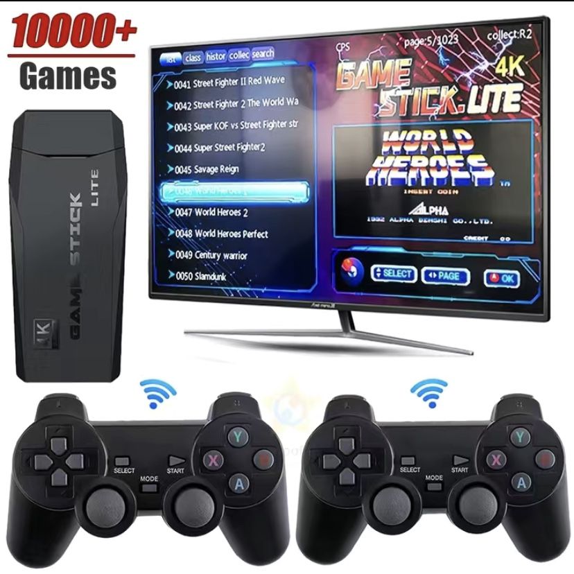 Wireless Retro Game Console, Plug and Play Video Game Stick Built in 10000+ Games