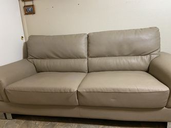 beige leather sofa, excellent condition
