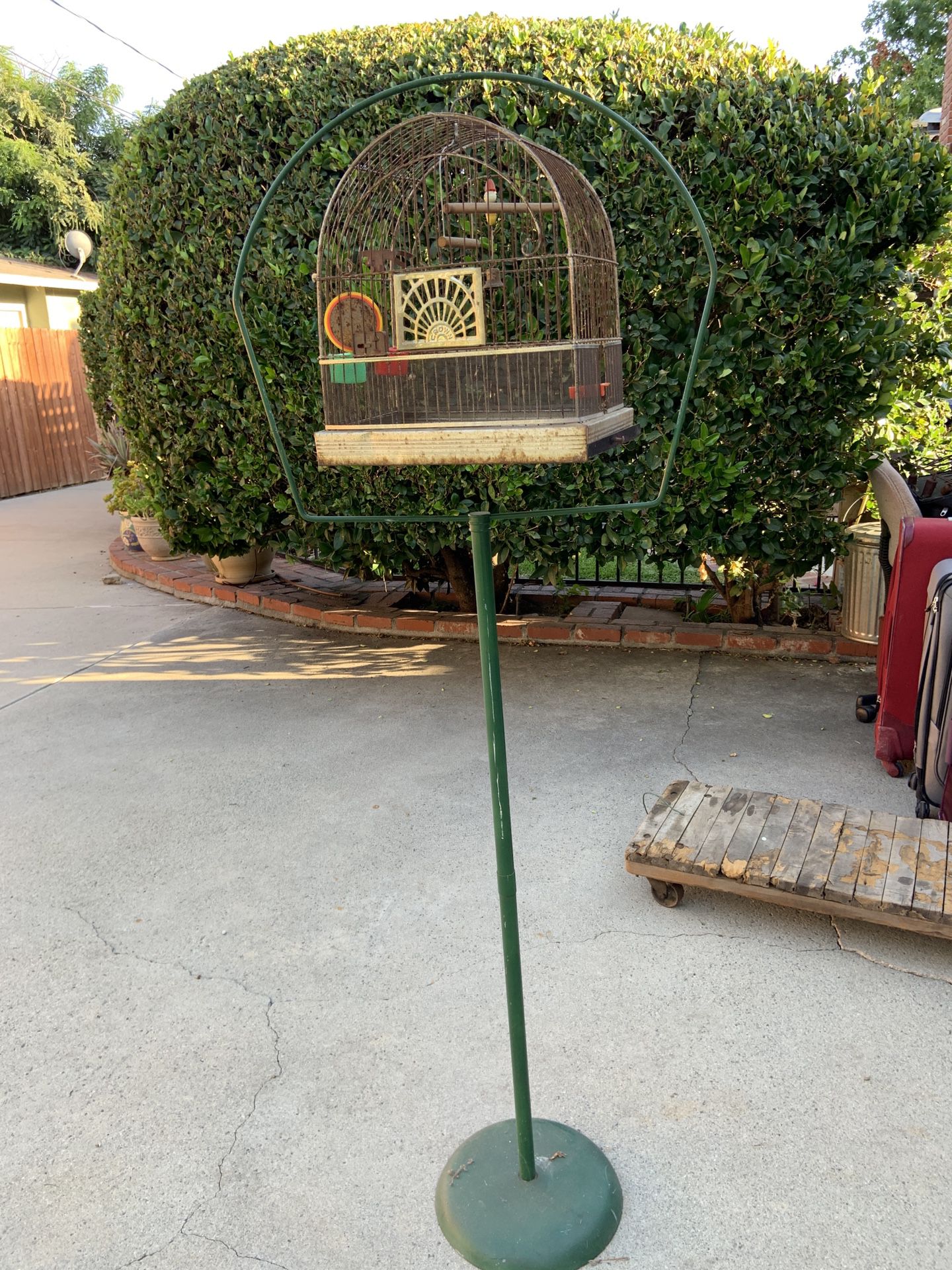 VINTAGE CROWN ART DECO BIRDCAGE AND STAND