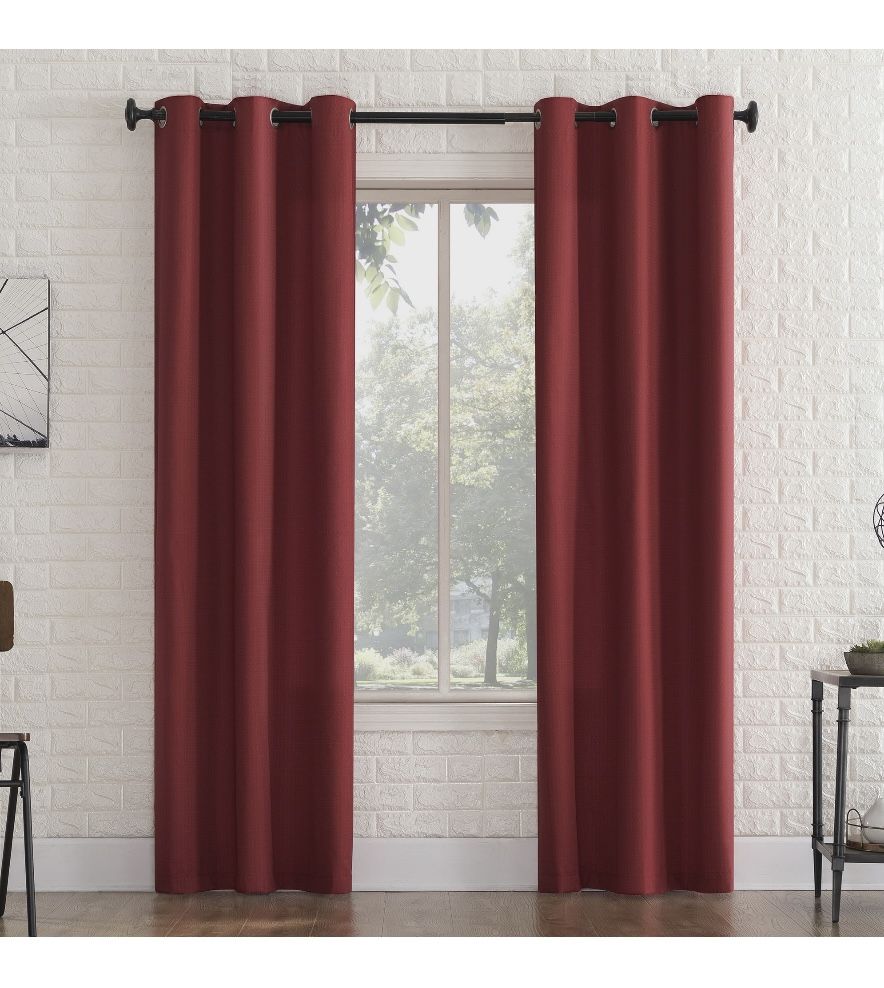 Sun Zero 2-Pack Arlo Textured Thermal Insulated Grommet Curtain Panel Pair, Red, 40"x 84"