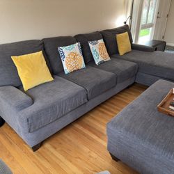 Living Spaces Sectional Sofa With Ottoman