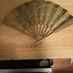 Vintage Oriental Style Brass Fan 