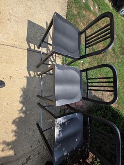 Set of 3 Black Metal Chairs