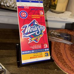 Cubs World Series Ticket 1998 Game 3 FULL UNUSED TICKET