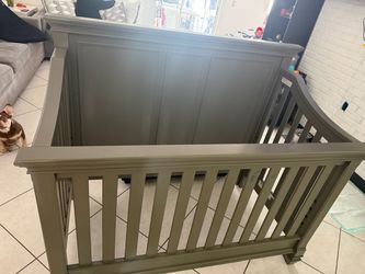 Gray Wood Baby Crib