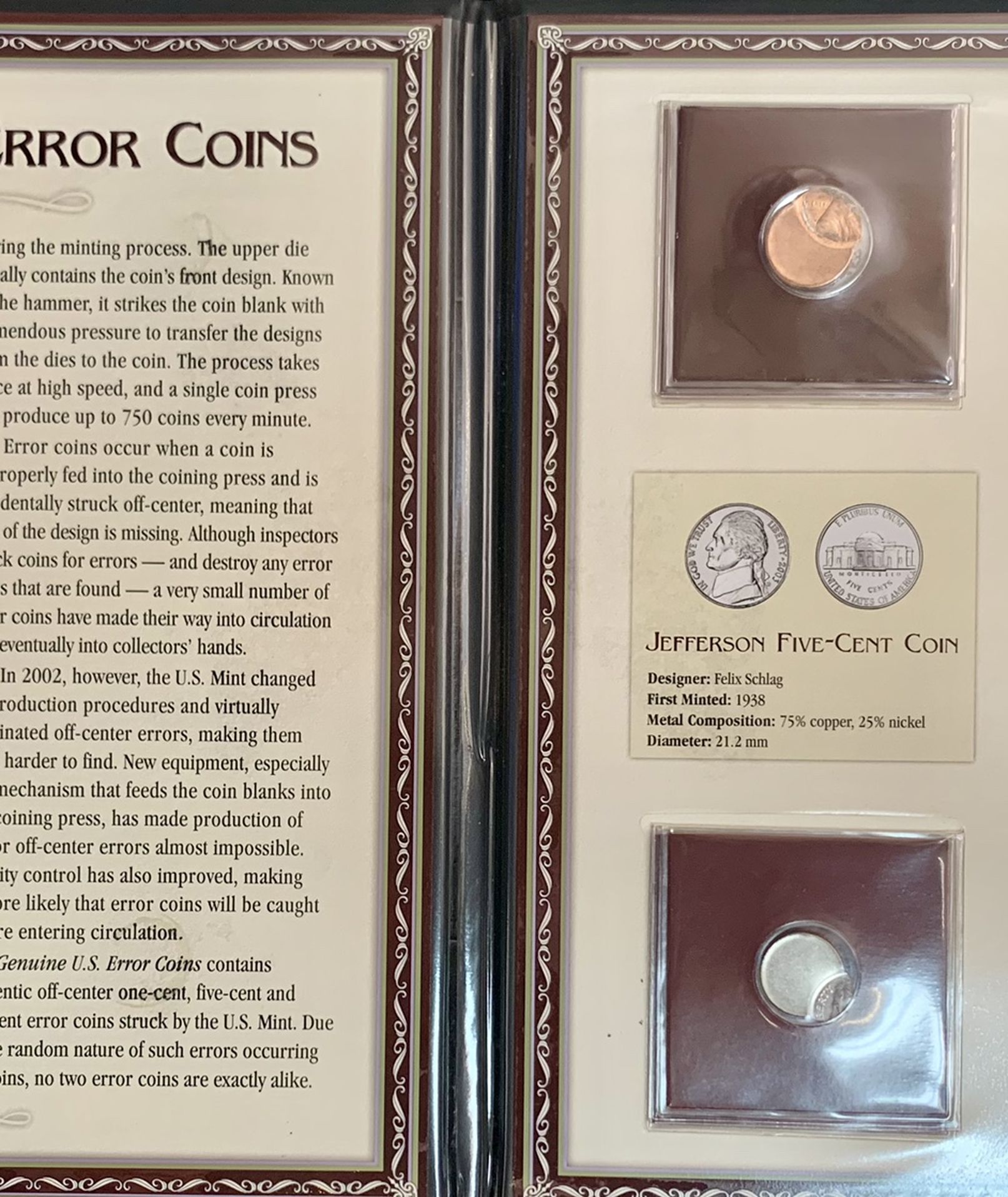 Set Of 2 Genuine U.S. Error Coins PCS Stamps & Coins
