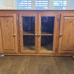 Custom Oak TV Stand / Storage Cabinet with Glass Doors