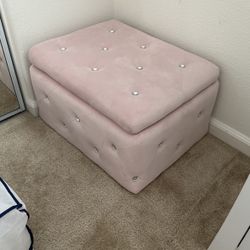 Worldwide Homefurnishings Modern Blush Pink Velvet Rectangle Integrated Storage Ottoman