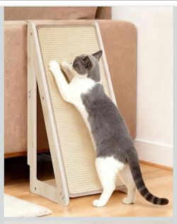 Aechonow 26.4'' Sisal Cat Scratcher Ramp for Indoor Cats, Vertical Scratching Pad for Large Cats, Wooden Cat Furniture