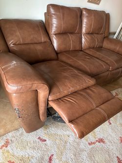 Leather electric recliner sofa