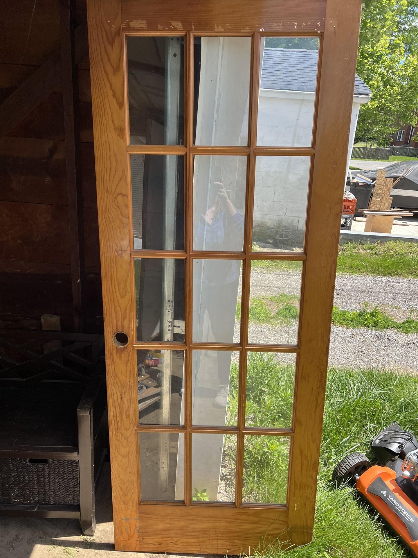 All Wood Door With Glass Panels