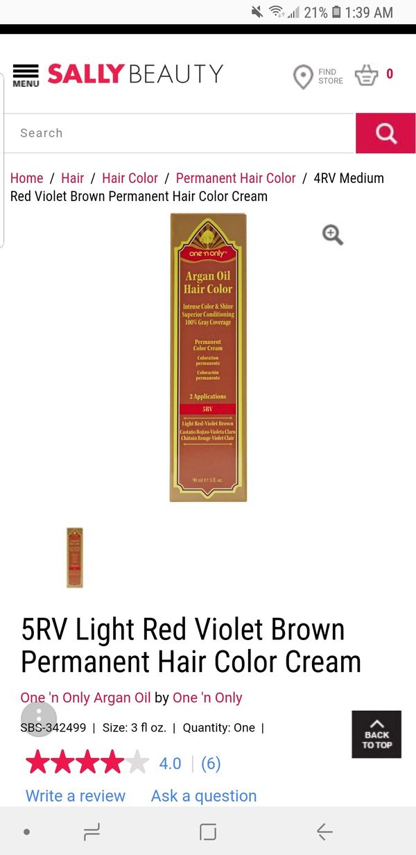 Argan Red Violet Brown Permanent Hair Color For Sale In Lacey Wa