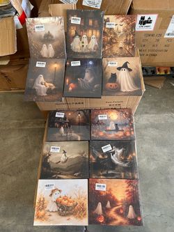 Halloween Ghost Canvas Wall Art Prints – Set of 11