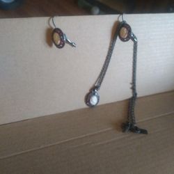 Cameo Necklace And Matching Earrings 