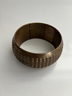 Antique Brass Textured Metal Bangle Bracelet