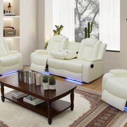 💥FREE DELIVERY💥Brand New POWER, LED, USB  3PC Reclining Sofa Loveseat Chair Set 