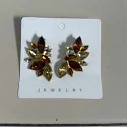 Brown and gold earrings