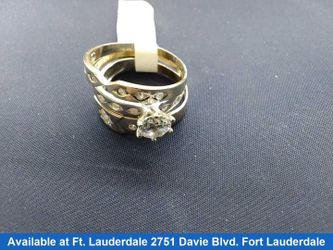 Ring - Wedding Set - White Gold 14k (.585) 6 grams Size 7