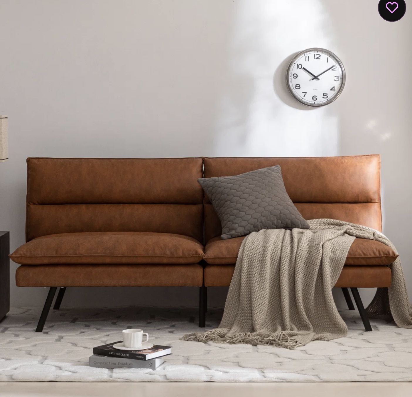 Brand new In Box Faux Leather Couch Futon Sofa 71”