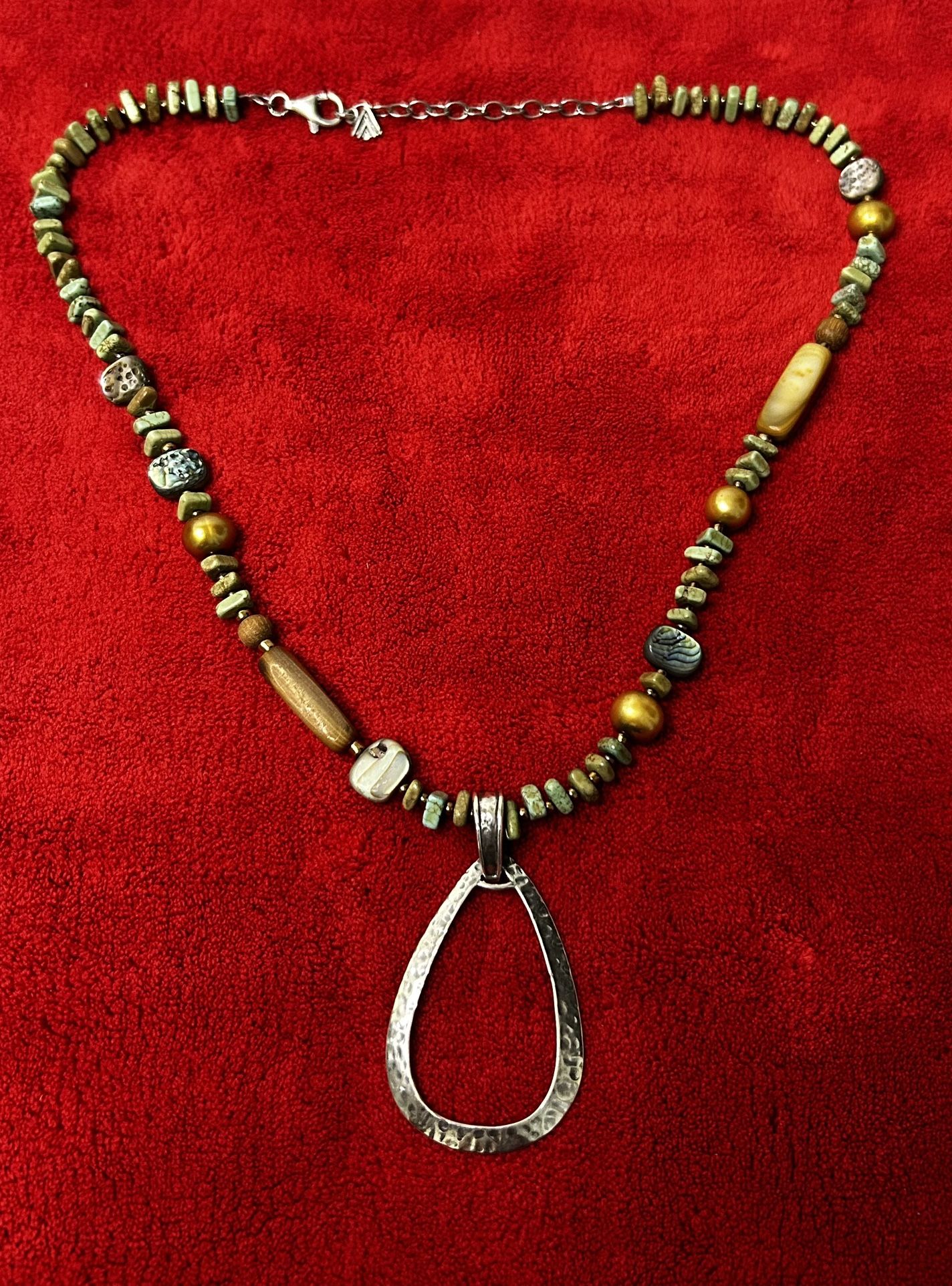 Silpada Sterling Silver Turquoise Pearl Abalone Shell Necklace