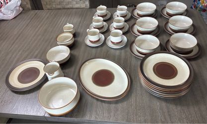 Vintage Denby Potter's Wheel Stoneware Set (Rust Red) - MCM