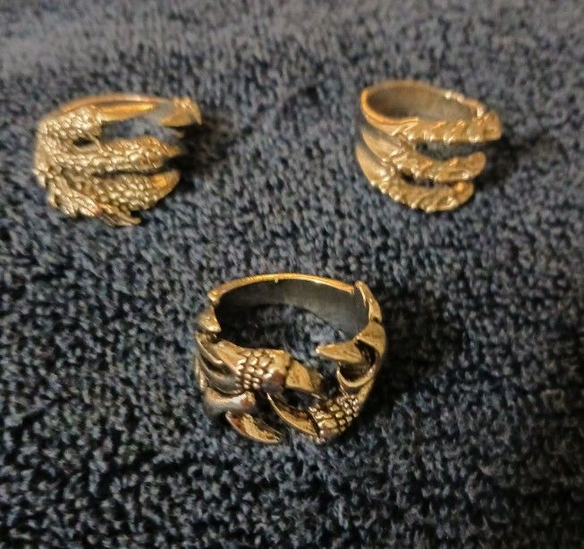 Set of 3 Dragon Claw Rings