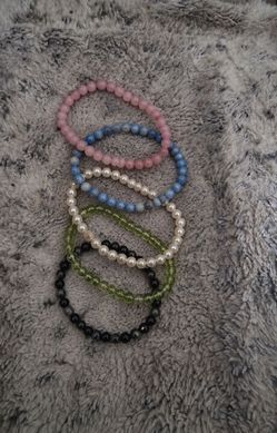 Set of 5 Beaded Stretch Bracelets