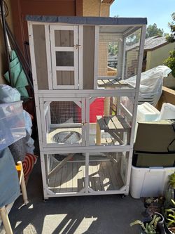 Large 3-Tier Outdoor Cat Enclosure on Wheels