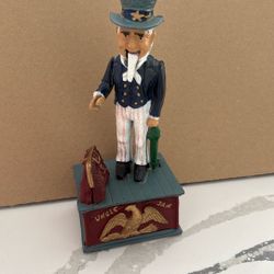 Vintage Uncle Sam Cast Iron Mechanical Coin Bank Working very neat