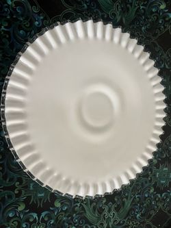 White Milk Glass Ruffled Edge Saucer Plate