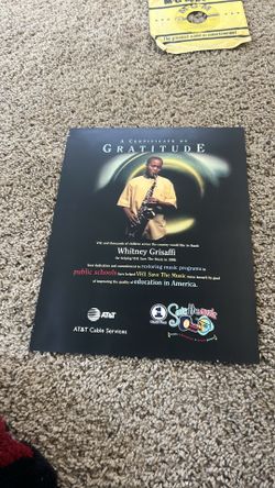 Save The Music "Certificate of Gratitude" from 1999