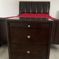 Queen bed frame, mattress and matching drawer