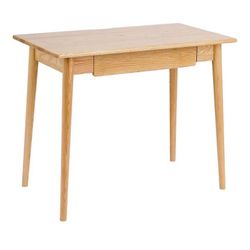 100% Solid Oak Wood Home Office Desks - Modern and Durable Writing Desk, Single Drawer Wood Desk with Storage Small Desks for Small Spaces, Bedroom, S