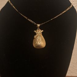 10K Solid Gold Money Bag Pendant