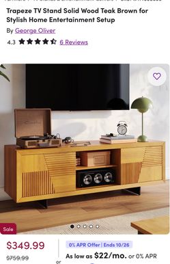 Trapeze TV Stand Solid Wood Teak Brown for Stylish Home Entertainment Setup