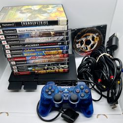 Sony PlayStation 2 PS2 Slim Black Console SCPH-79001 Bundle w 13 Games - Tested