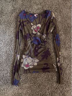 Fairycore Mesh Y2K Vintage Floral Top S