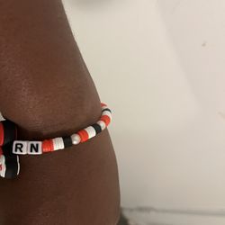 RN Nurse Bracelet with Heart Charm | Handmade Beaded Stretch Bracelet | Medical Jewelry Gift