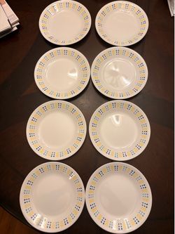 Set of 8 Vintage Corelle "Ocean Dance" 8.5" Salad/Luncheon Plates