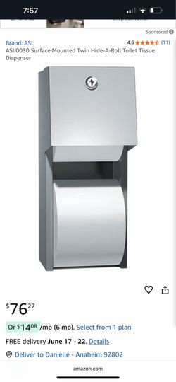 ASI 0030 Surface Mounted Twin Hide-A-Roll Toilet Tissue Dispenser