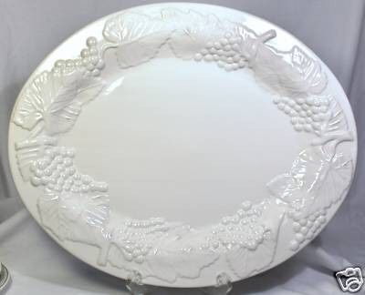 Grandmas Gallery Style White Glass Oval Serving Platter! Huge 20 inches and Heavy!
